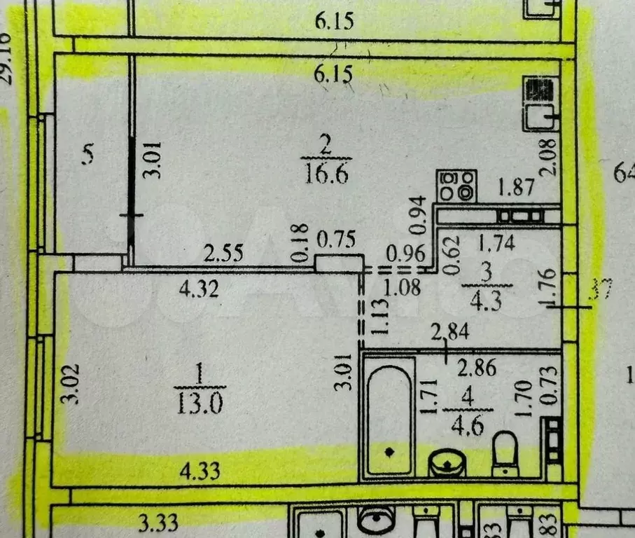 1-к. квартира, 38 м, 6/28 эт. - Фото 0