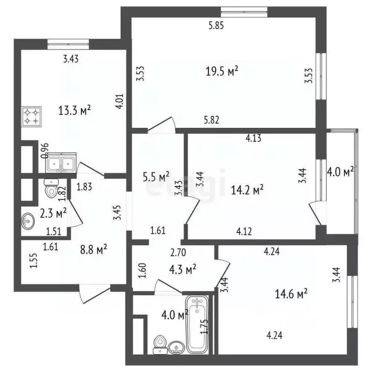 3-к кв. Санкт-Петербург Бестужевская ул., 7к2 (86.5 м) - Фото 2