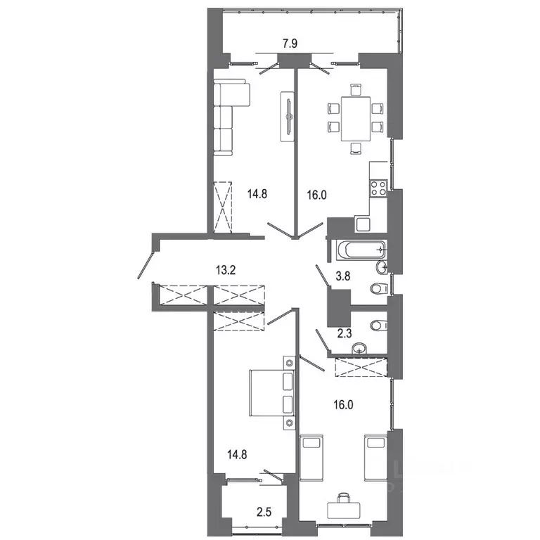 3-к кв. Иркутская область, Иркутск Гусарская тер., 2 (91.79 м) - Фото 0