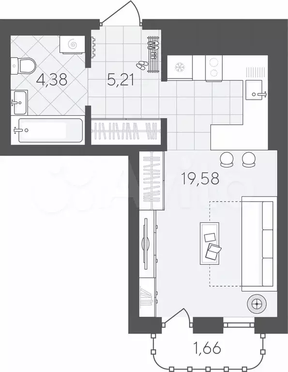 Квартира-студия, 30,8 м, 8/24 эт. - Фото 0