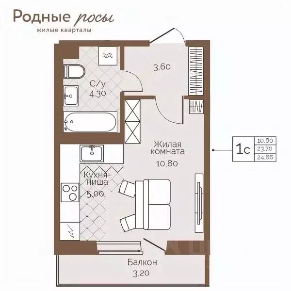 1-к кв. Пермский край, Пермский муниципальный округ, с. Фролы ул. ... - Фото 1