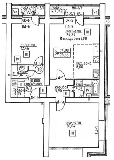 3-к кв. Томская область, Томск ул. Некрасова, 25 (78.66 м) - Фото 0