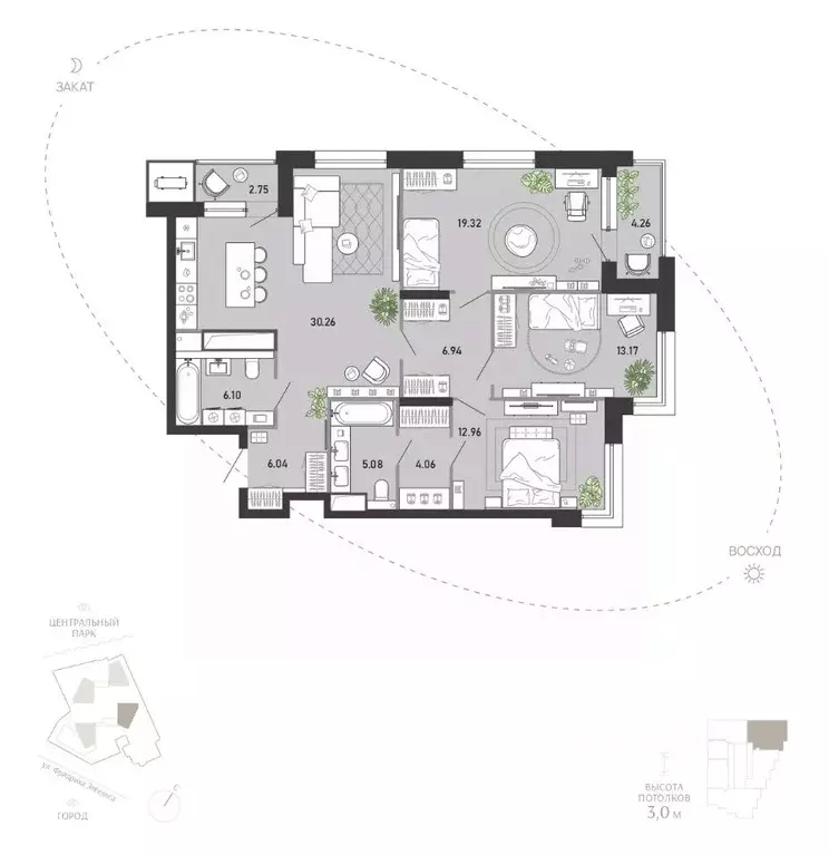 3-к кв. Тульская область, Тула Премьер Парк жилой комплекс (110.94 м) - Фото 1