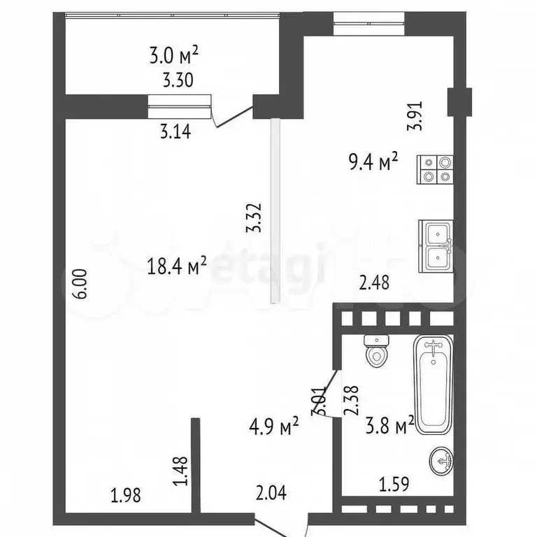 Квартира-студия, 34,5 м, 11/28 эт. - Фото 0