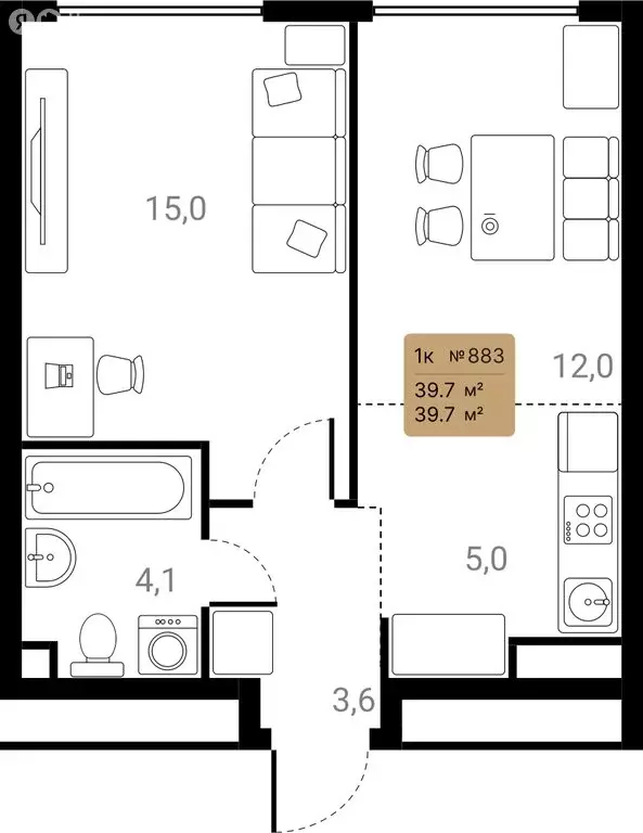 1-комнатная квартира: Химки, ЖК Лесная Коллекция, к4 (39.7 м) - Фото 2