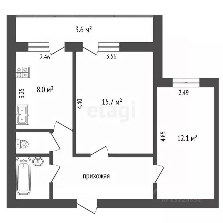2-к кв. Вологодская область, Вологда Благовещенская ул., 91 (47.0 м) - Фото 2