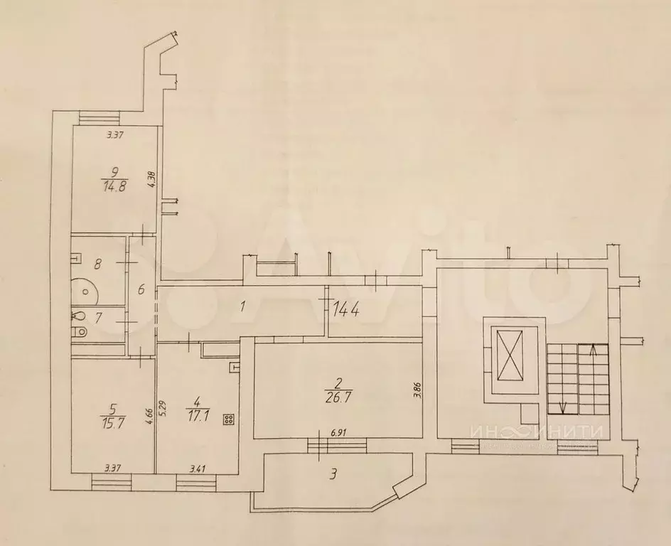 3-к. квартира, 103,1 м, 2/12 эт. - Фото 0