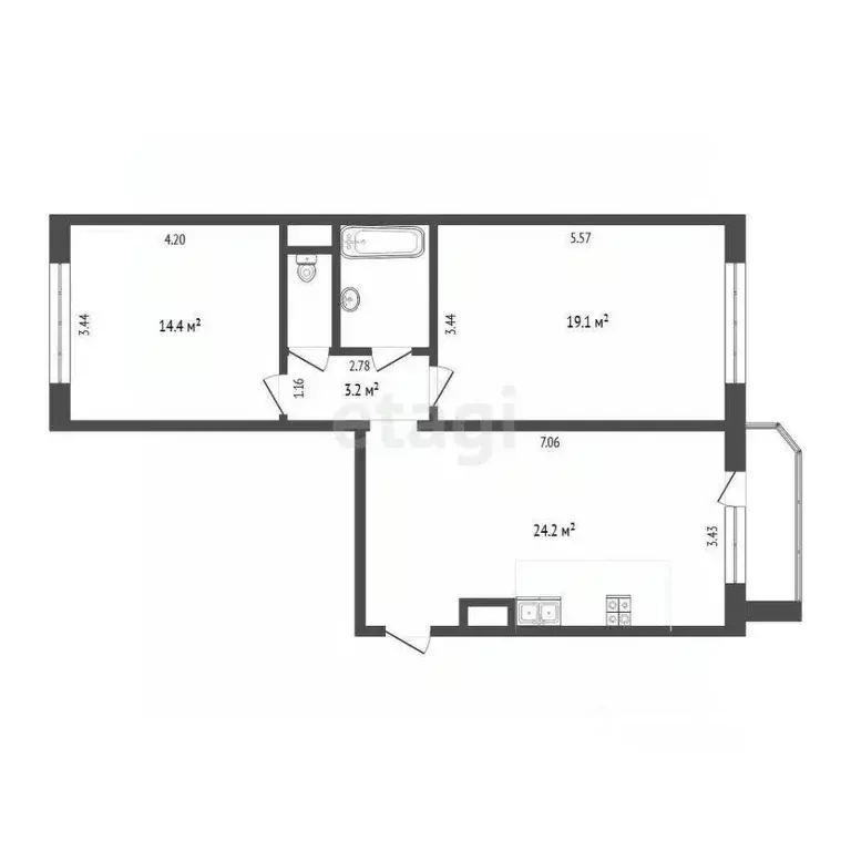 2-к кв. Тюменская область, Тюменский муниципальный округ, д. Дударева ... - Фото 1