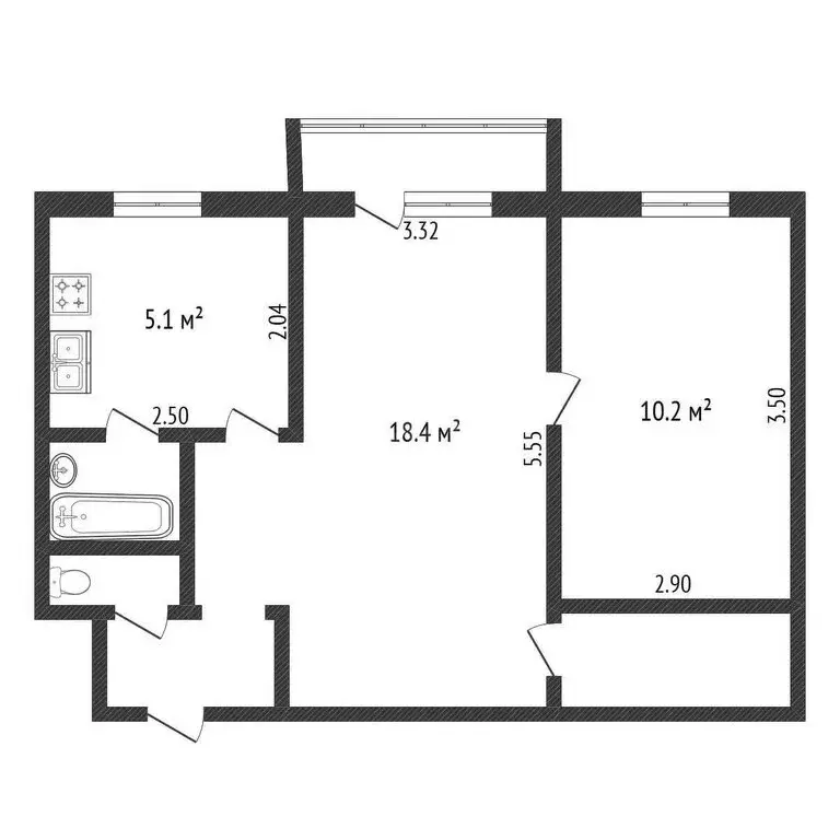 2-комнатная квартира: Тюмень, улица Республики, 157 (43.8 м) - Фото 1