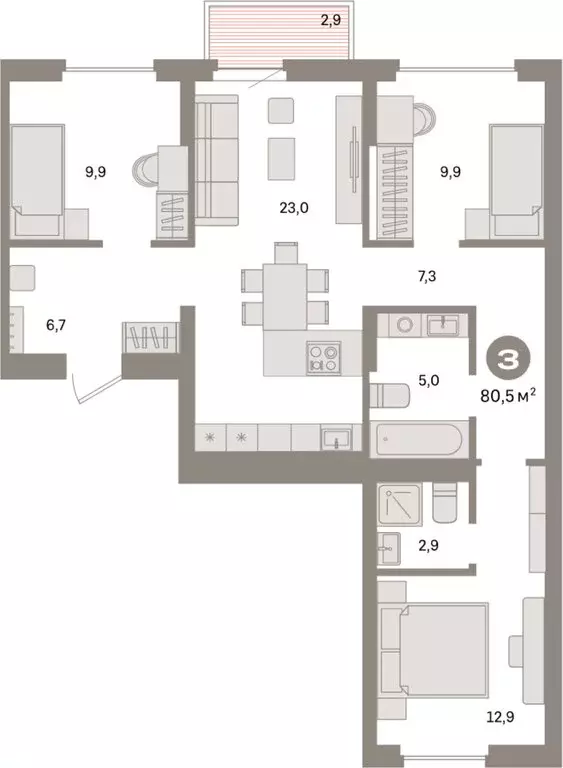 3-комнатная квартира: Екатеринбург, жилой район Сортировочный, ... - Фото 1