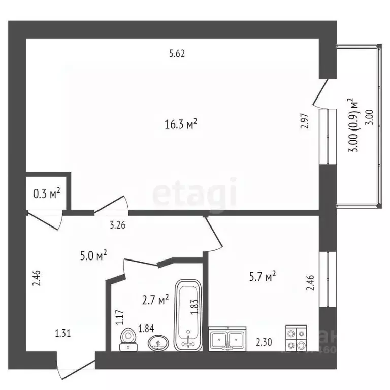 1-к кв. Крым, Красноперекопск 2-й мкр, 20 (30.0 м) - Фото 2