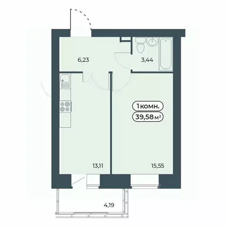 1-к кв. Красноярский край, Красноярск ул. Светлова, 25/1 (39.58 м) - Фото 1