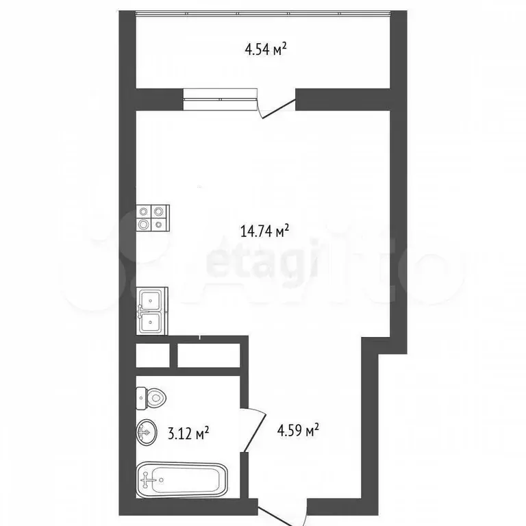 Квартира-студия, 27 м, 16/20 эт. - Фото 0