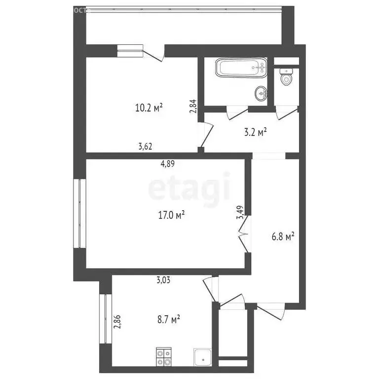 Квартира-студия: Новосибирск, Дачное шоссе, 2 (44.9 м) - Фото 1