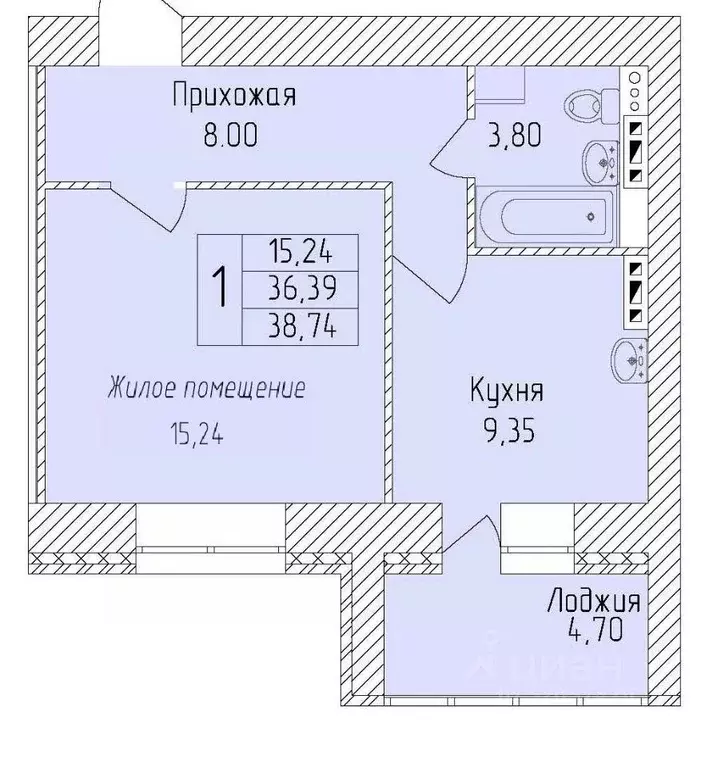 1-к кв. Белгородская область, Старый Оскол Степной мкр,  (38.74 м) - Фото 0