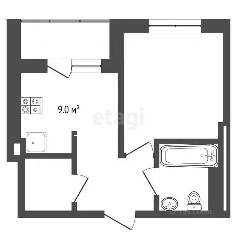 1-к кв. Тюменская область, Тюмень ул. Надира Сагдеева, 6 (30.0 м) - Фото 1