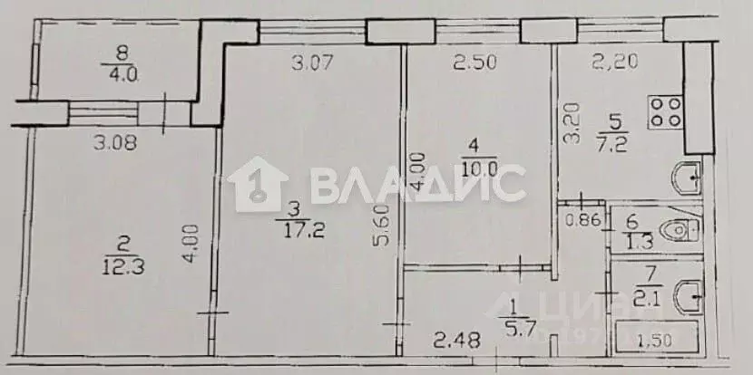 3-к кв. Башкортостан, Уфа ул. Николая Дмитриева, 15 (63.1 м) - Фото 2