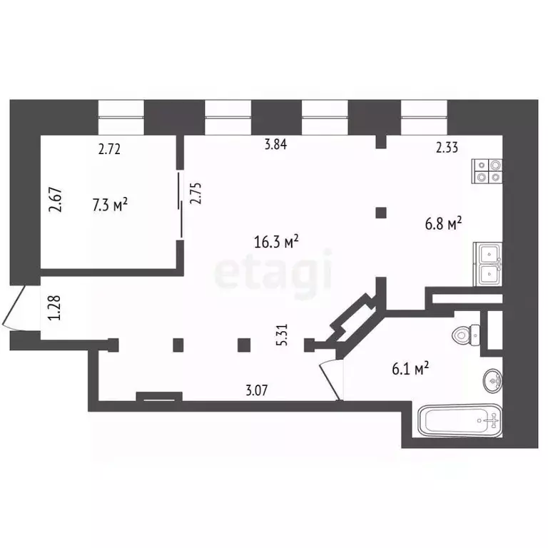 2-к кв. Москва пер. Лихов, 2/3С2 (47.0 м) - Фото 2