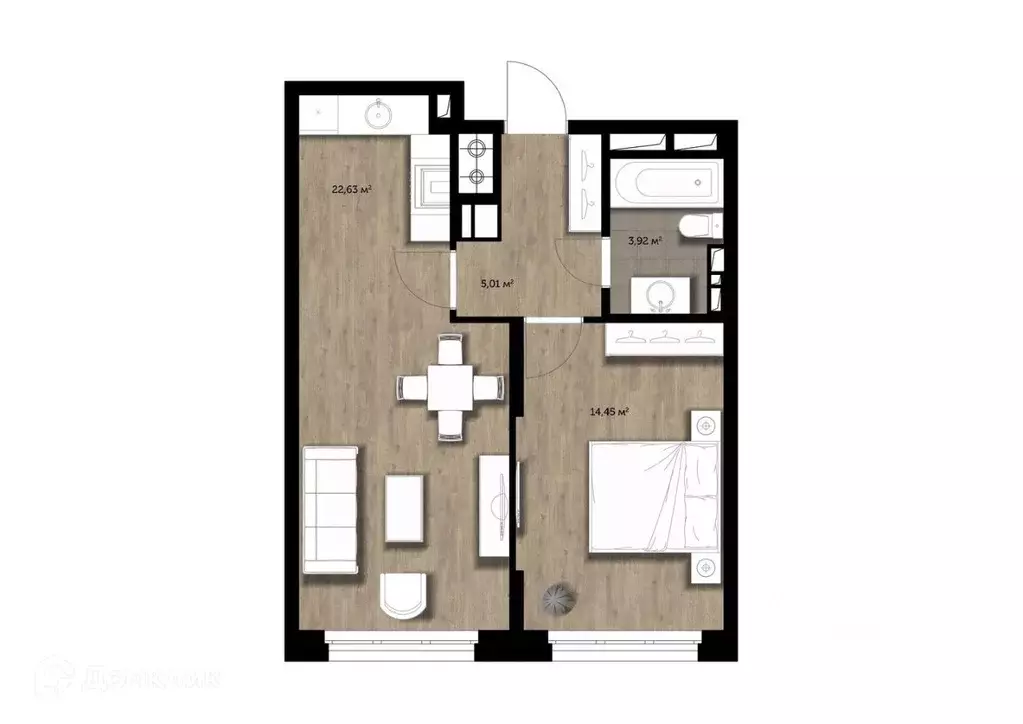 1-к кв. Рязанская область, Рязань Гражданская ул., 19 (46.01 м) - Фото 1