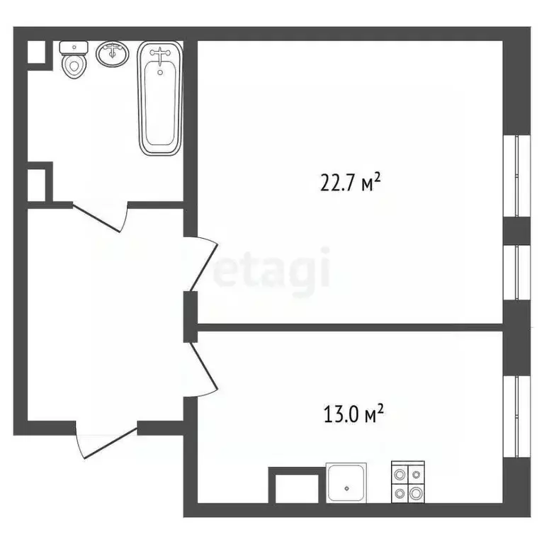 1-к кв. Калининградская область, Мамоново Артиллерийская ул., 2А (48.1 ... - Фото 1