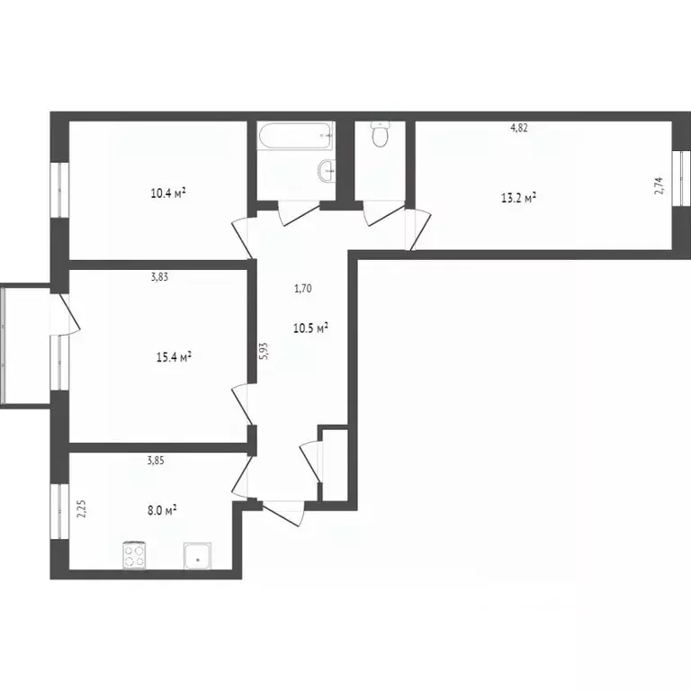 3-к кв. Бурятия, Улан-Удэ Комсомольская ул., 1 (63.7 м) - Фото 1