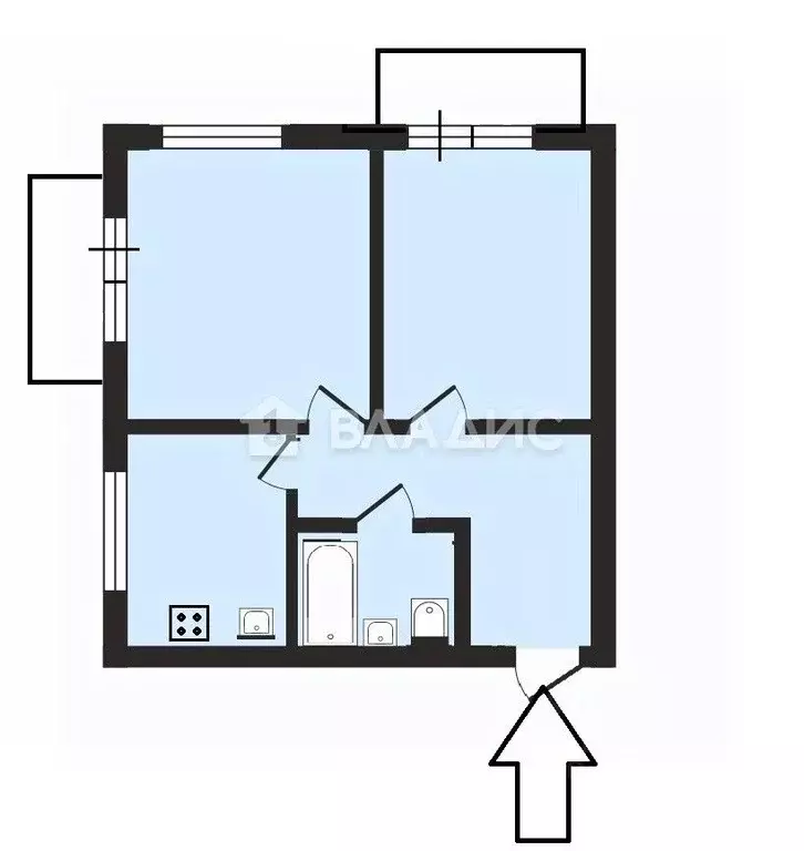 2-к кв. Владимирская область, Владимир ул. Белоконской, 13б (43.1 м) - Фото 1