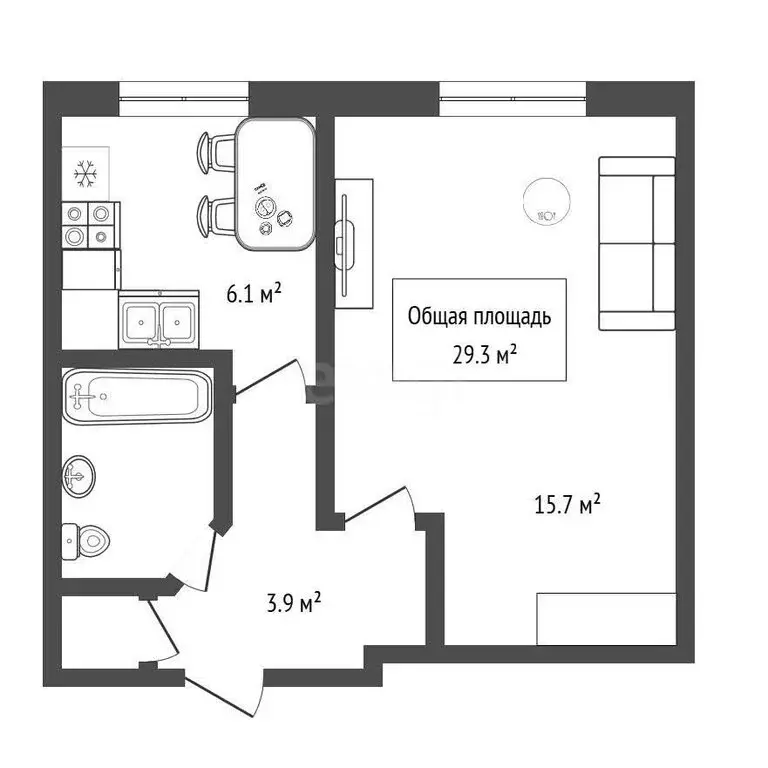 Квартира-студия: Новосибирск, Выборная улица, 113/1 (29.3 м) - Фото 1