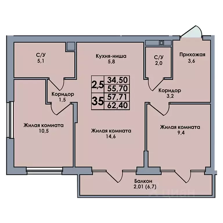 3-к кв. Пермский край, Пермский муниципальный округ, с. Лобаново ул. ... - Фото 1