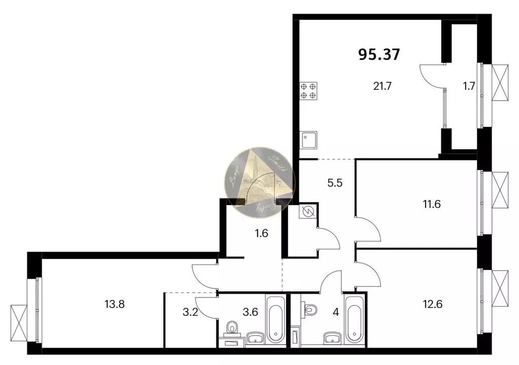 Продаётся 3-к квартира, 95.4 м - Фото 1