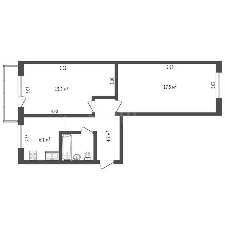 2-комнатная квартира: Вологда, Костромская улица, 12Б (48.8 м) - Фото 1