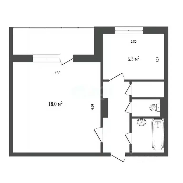 1-к кв. Красноярский край, Красноярск ул. Копылова, 48 (33.7 м) - Фото 2