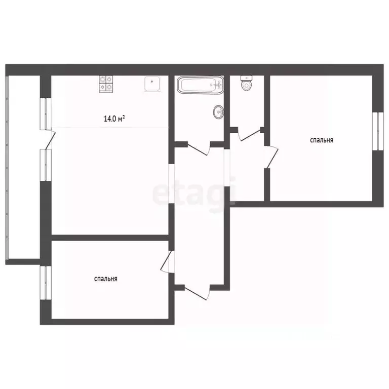 2-к кв. Тюменская область, Тюмень Кремлевская ул., 102 (64.2 м) - Фото 1