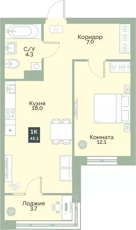 1-к кв. Курганская область, Курган Заозерный жилрайон, Районы-Кварталы ... - Фото 1
