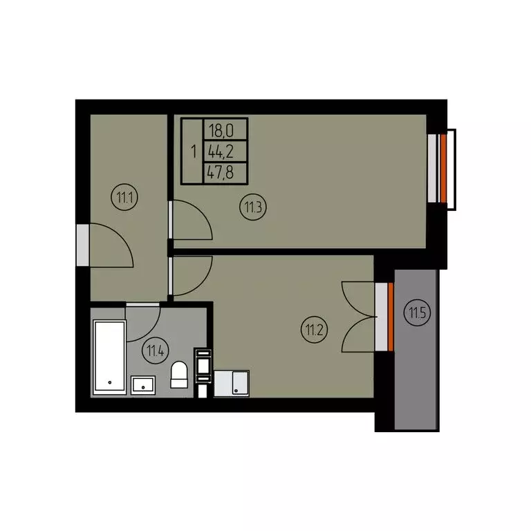 1-комнатная квартира: Лесное, КА Отрада Resort (47.8 м) - Фото 1