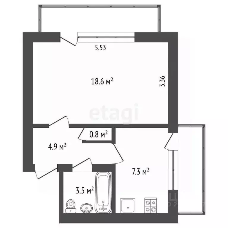 1-к кв. Севастополь просп. Генерала Острякова, 205 (37.4 м) - Фото 2