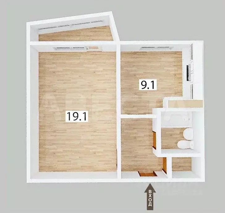 1-к кв. Омская область, Омск ул. Дианова, 7 (36.8 м) - Фото 2