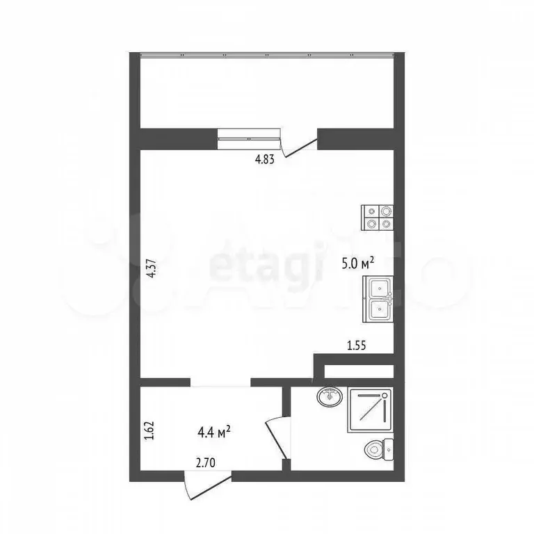 Квартира-студия, 27,7 м, 2/19 эт. - Фото 0