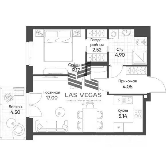 2-к кв. Татарстан, Казань ул. Гаврилова, 5Вк2 (46.85 м) - Фото 0