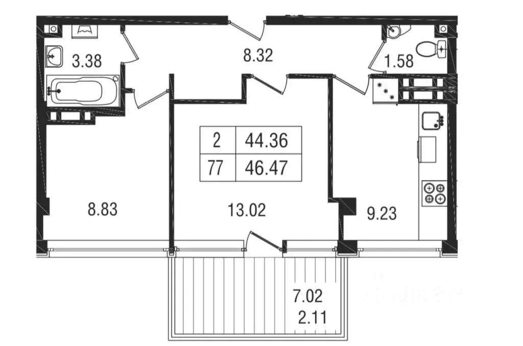 2-к кв. Крым, Ялта муниципальный округ, Гурзуф пгт ул. Геологов, 7к4 ... - Фото 2