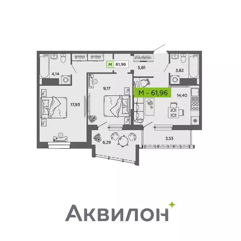 2-к кв. Архангельская область, Архангельск ул. Прокопия Галушина, 20 ... - Фото 1