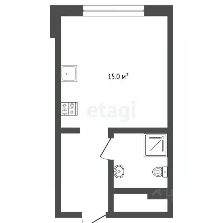 Студия Тюменская область, Тюмень Новгородская ул., 9Б (22.2 м) - Фото 1
