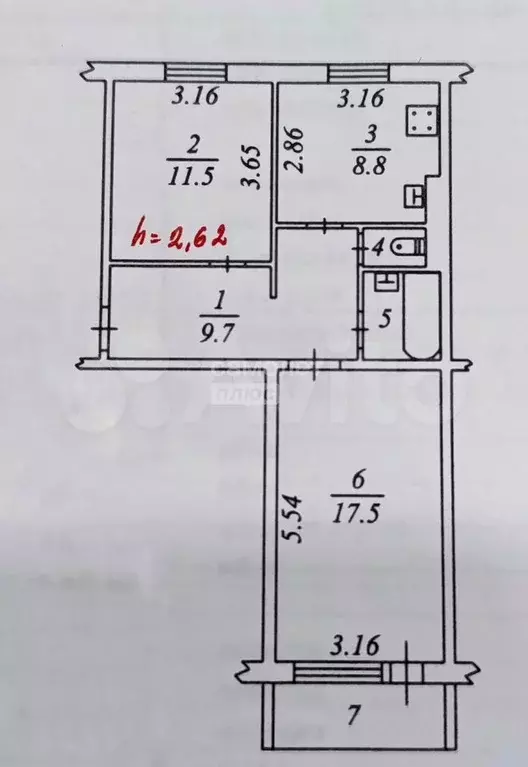 2-к. квартира, 51,1 м, 5/5 эт. - Фото 0