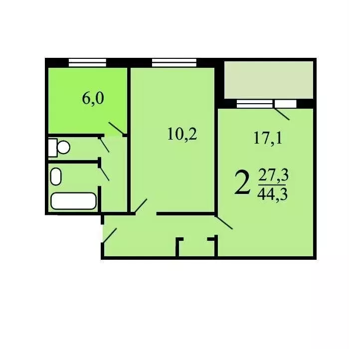 2-комнатная квартира: Москва, Шипиловская улица, 10 (45 м) - Фото 1