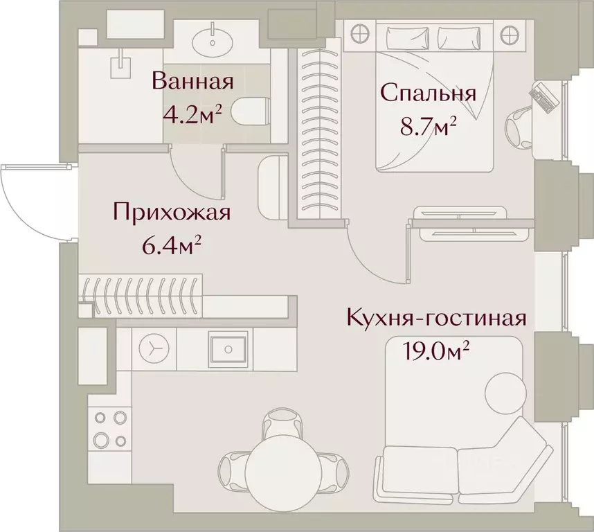 1-к кв. Татарстан, Казань Щербаковский пер., 5 (38.29 м) - Фото 2