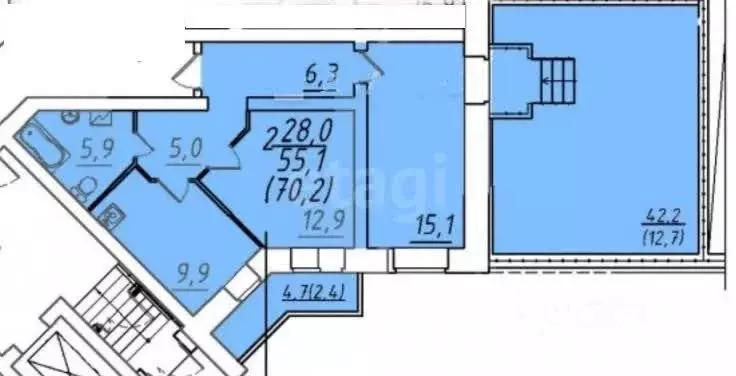 2-к кв. Вологодская область, Вологда ул. Возрождения, 86А (55.4 м) - Фото 2