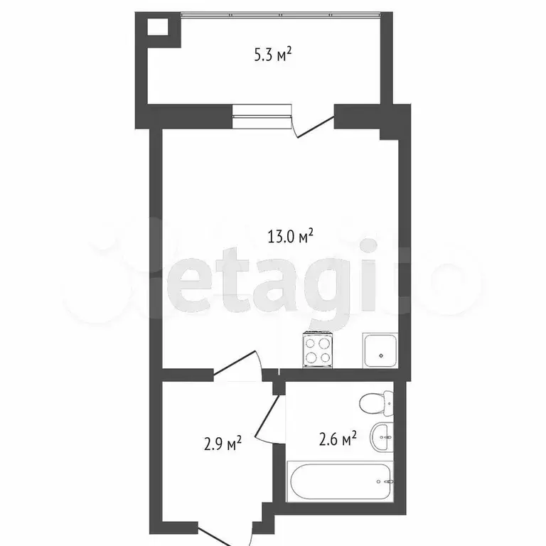 Квартира-студия, 25 м, 4/9 эт. - Фото 0