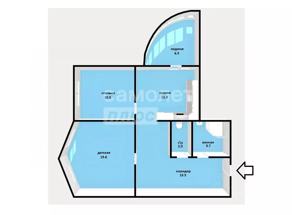 2-к кв. Свердловская область, Екатеринбург ул. Чкалова, 258 (56.2 м) - Фото 2