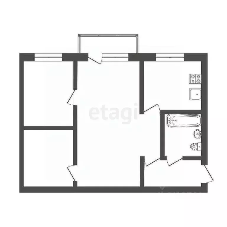 2-к кв. Тульская область, Узловая ул. Энгельса, 3 (45.8 м) - Фото 1