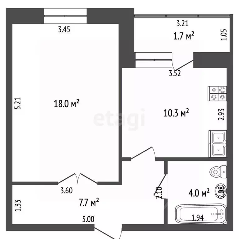 1-к кв. Калининградская область, Калининград Брусничная ул., 1 (42.0 ... - Фото 1