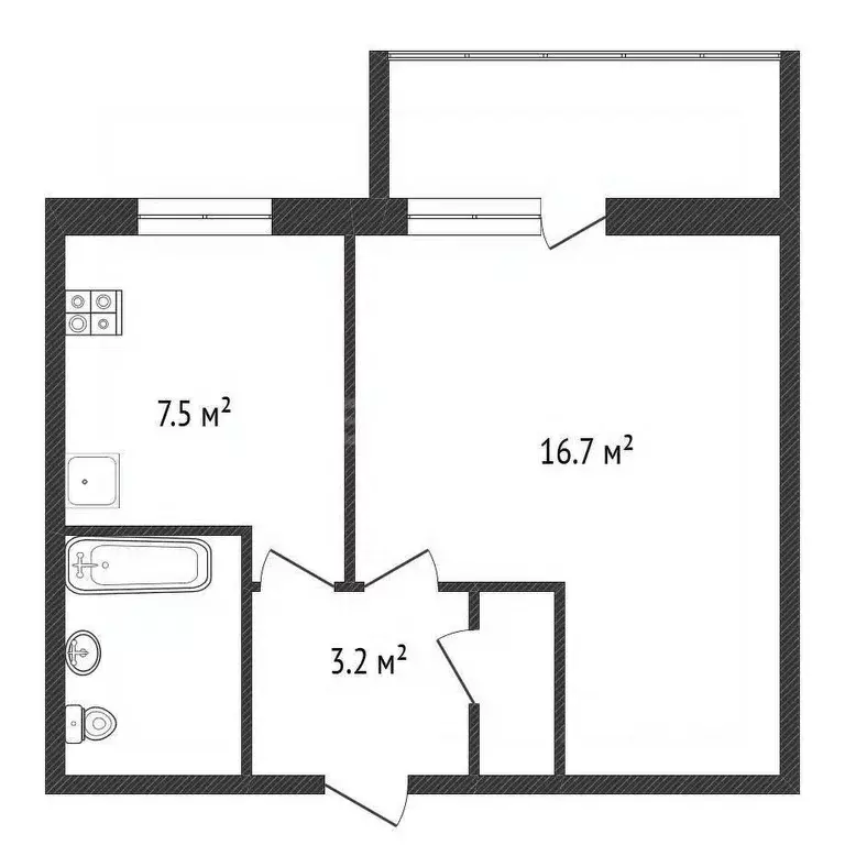 1-к кв. Калужская область, Ермолино Боровский район, ул. ОПХ Ермолино, ... - Фото 2